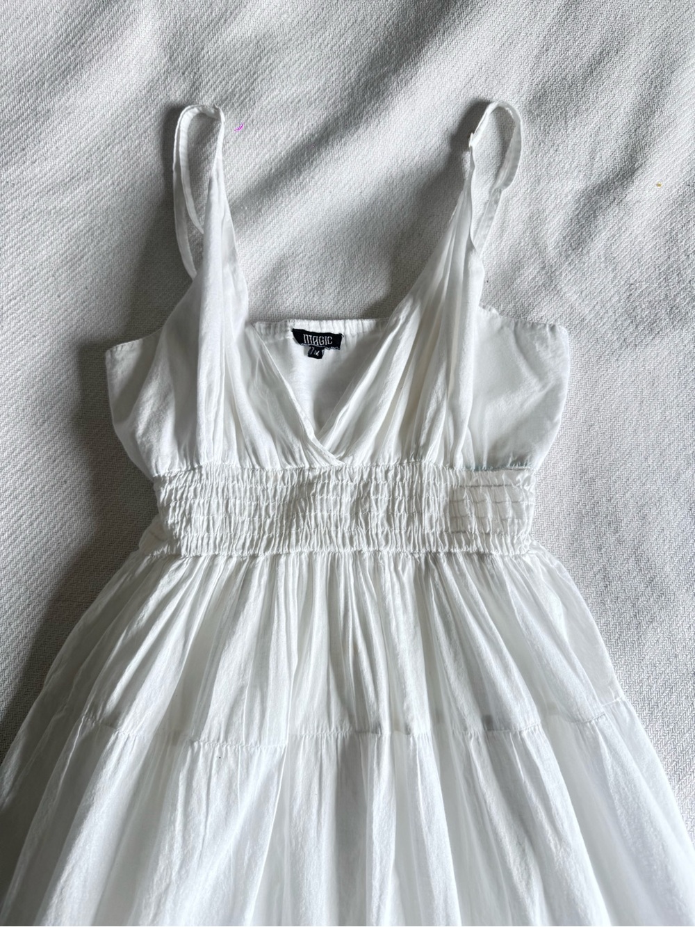 100% Cotton White Maxi Spaghetti Strap Dress Size Medium Made in India - Picture 3 of 7